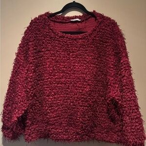 Zara Red Cozy Crew Neck Sweater